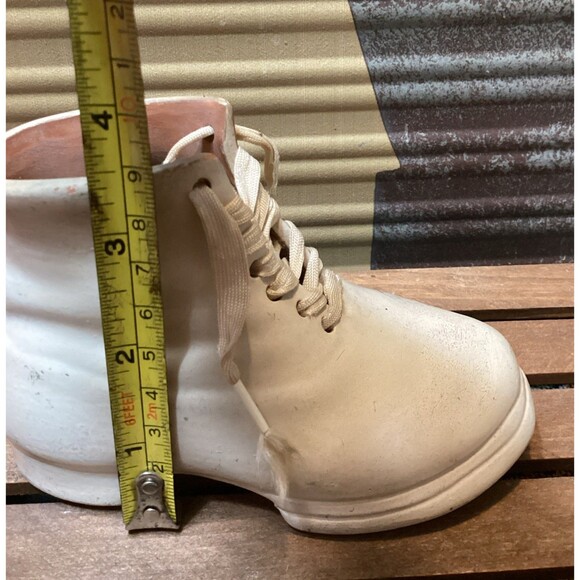 Vintage 3.5" Porcelain Baby Shoe With Laces Planter Nursery Decor Baby Shower - Picture 11 of 11